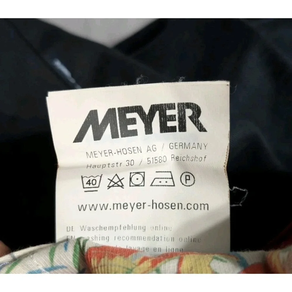 Meyer New York Pants Mens 32x31 Navy Stretch Chinos Contrast Stitch Germany